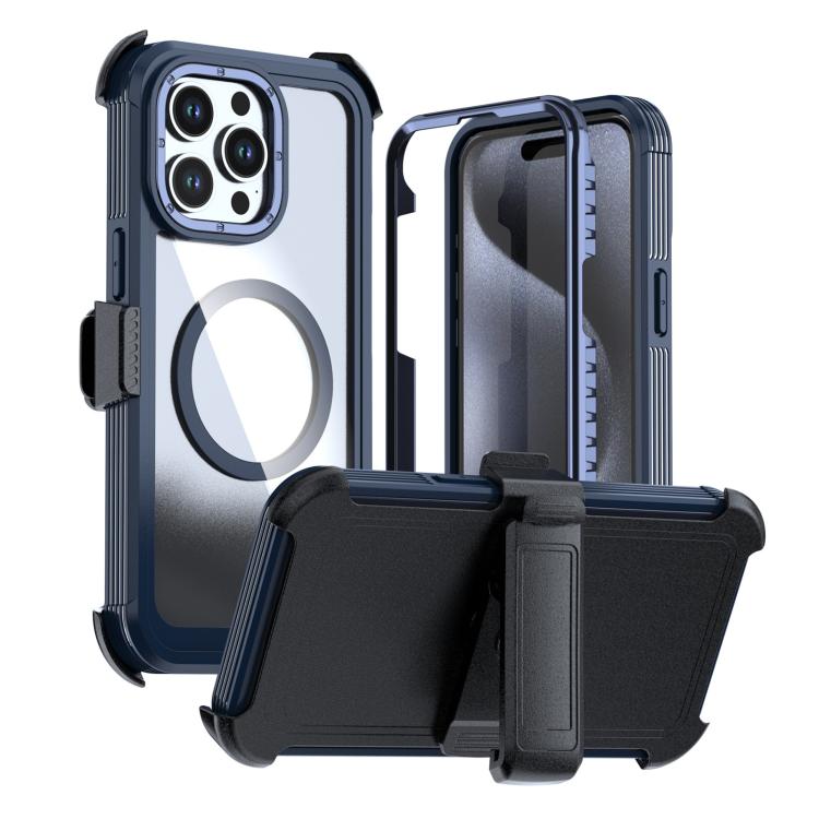 Custodia magnetica per telefono in acrilico a copertura totale con clip posteriore., For iPhone 15 Pro, For iPhone 15 Plus / 14 Plus, For iPhone 15