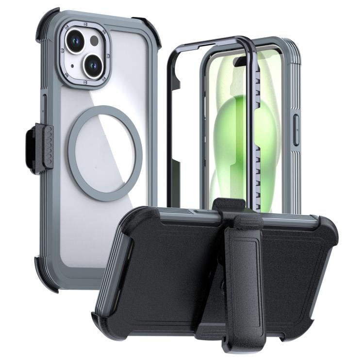 Custodia magnetica per telefono in acrilico a copertura totale con clip posteriore., For iPhone 15 Pro, For iPhone 15 Plus / 14 Plus, For iPhone 15