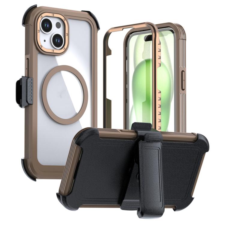 Custodia magnetica per telefono in acrilico a copertura totale con clip posteriore., For iPhone 15 Pro, For iPhone 15 Plus / 14 Plus, For iPhone 15