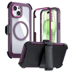 Custodia magnetica per telefono in acrilico a copertura totale con clip posteriore., For iPhone 15 Pro, For iPhone 15 Plus / 14 Plus, For iPhone 15
