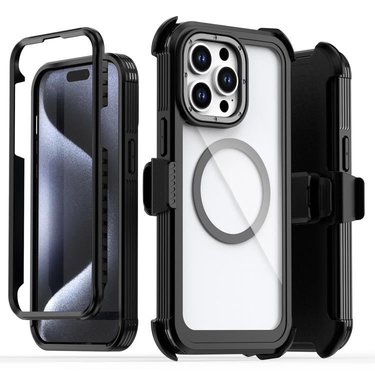 Custodia magnetica per telefono in acrilico a copertura totale con clip posteriore., For iPhone 14 / 13, For iPhone 14 Pro, For iPhone 14 Pro Max