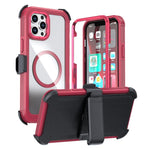Custodia magnetica per telefono in acrilico a copertura totale con clip posteriore., For iPhone 13 Pro Max, For iPhone 13 Pro, For iPhone 12 / 12 Pro