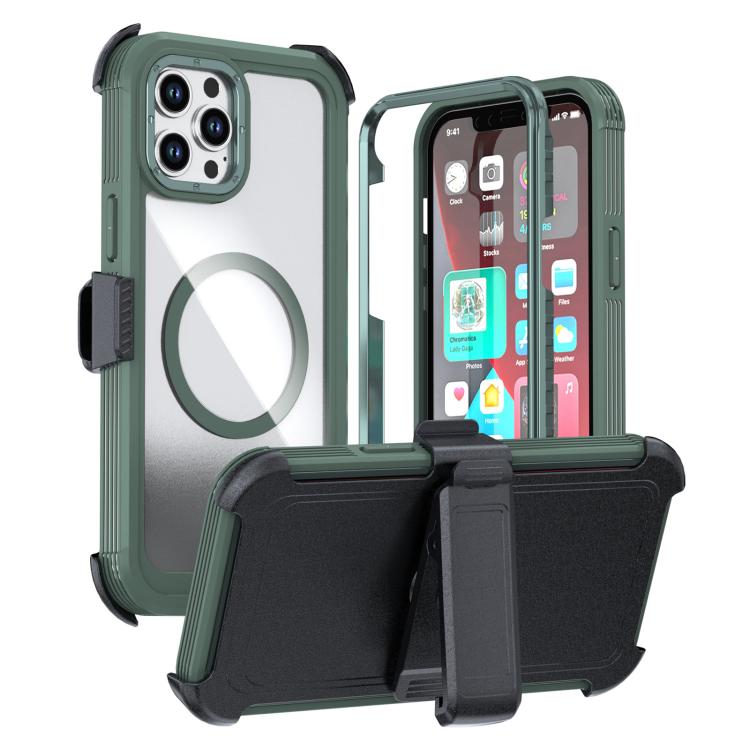 Custodia magnetica per telefono in acrilico a copertura totale con clip posteriore., For iPhone 13 Pro Max, For iPhone 13 Pro, For iPhone 12 / 12 Pro