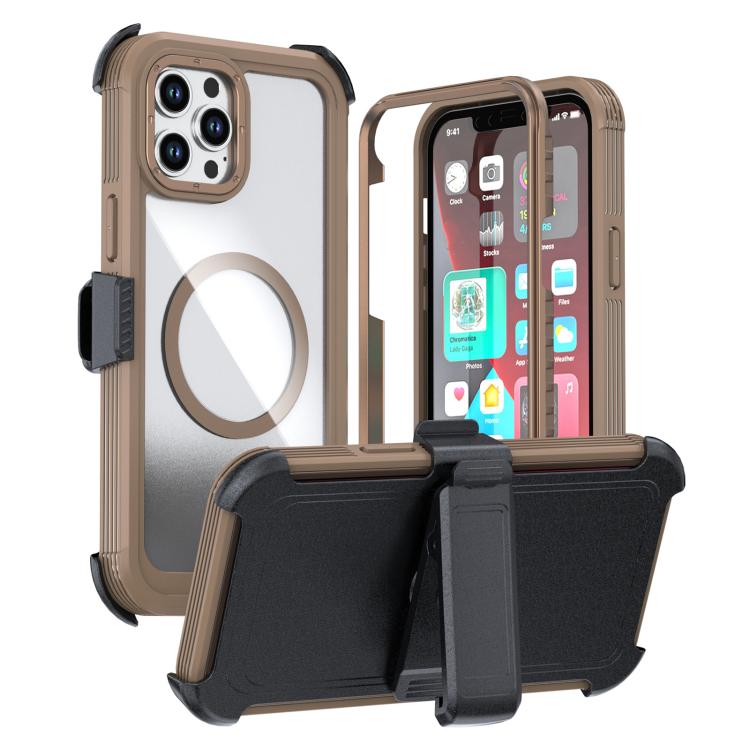 Custodia magnetica per telefono in acrilico a copertura totale con clip posteriore., For iPhone 13 Pro Max, For iPhone 13 Pro, For iPhone 12 / 12 Pro