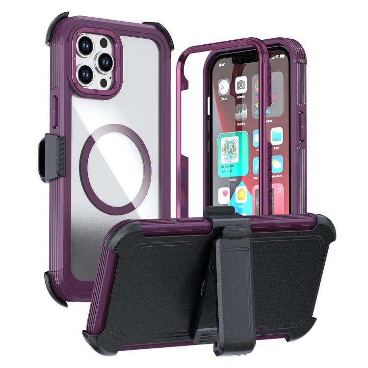 Custodia magnetica per telefono in acrilico a copertura totale con clip posteriore., For iPhone 12 Pro Max