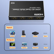 NK-BT41 4K 4 In 1 Out HDMI Quad Multi-Viewer Video Switcher With Remote Control, NK-BT41