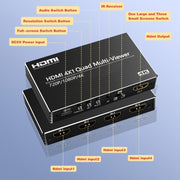 NK-BT41 4K 4 In 1 Out HDMI Quad Multi-Viewer Video Switcher With Remote Control, NK-BT41