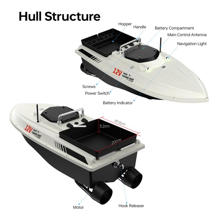 D80E Barca da pesca intelligente ad alta potenza con telecomando GPS e sensore sonar., EU Plug, US Plug, UK Plug