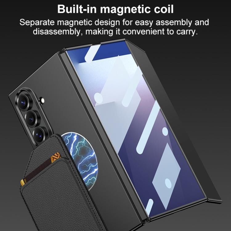 Custodia per telefono GKK ultra sottile con magnete integrato e porta carte inclinato, For Samsung Galaxy Z TriFold