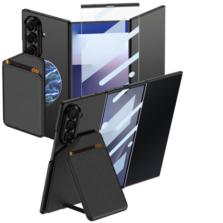 Custodia per telefono GKK ultra sottile con magnete integrato e porta carte inclinato, For Samsung Galaxy Z TriFold