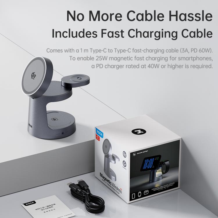 Caricabatterie wireless magnetico 3 in 1 ROCK W56 con Qi2.2 25W, W56