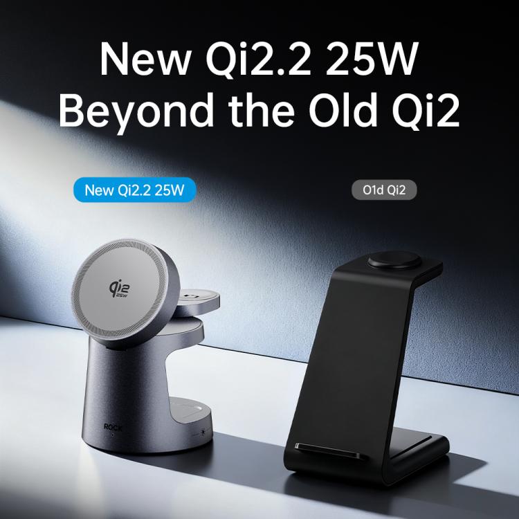 Caricabatterie wireless magnetico 3 in 1 ROCK W56 con Qi2.2 25W, W56