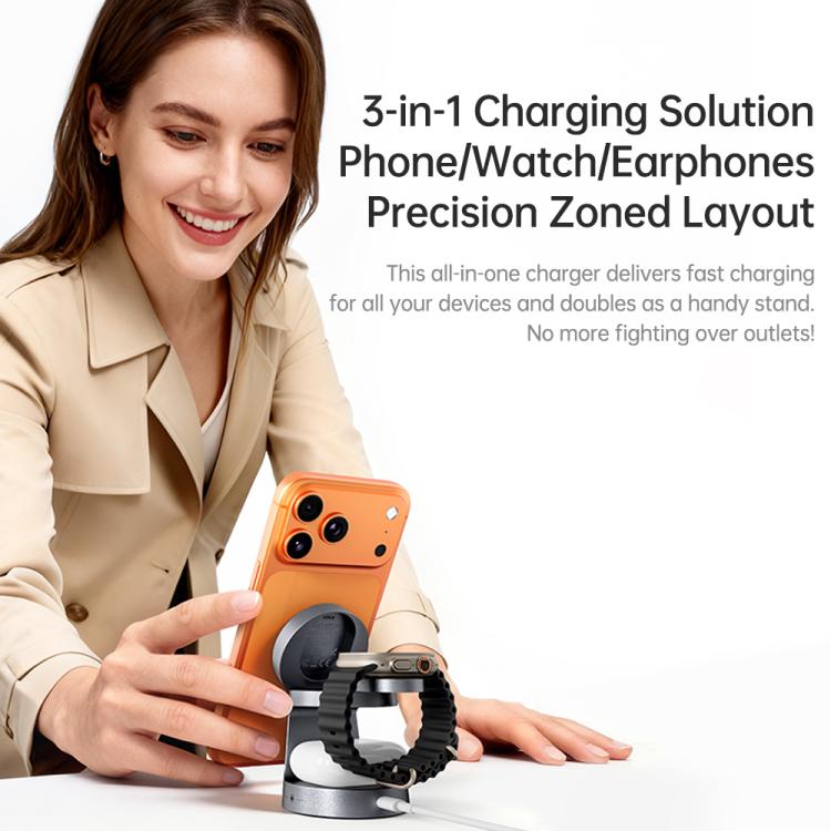 Caricabatterie wireless magnetico 3 in 1 ROCK W56 con Qi2.2 25W, W56