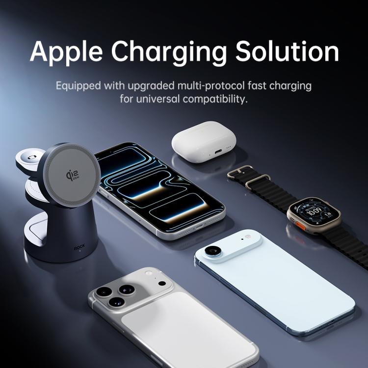 Caricabatterie wireless magnetico 3 in 1 ROCK W56 con Qi2.2 25W, W56