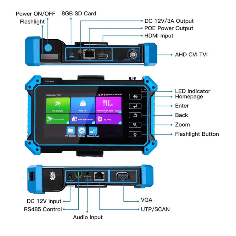 Tester di simulazione per videosorveglianza di rete coassiale 4K IPC-5100 Plus, US Plug, EU Plug, UK Plug, AU Plug