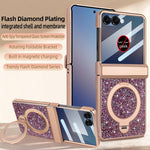 Custodia per telefono VIETAO Flash Diamond con vetro temperato per la privacy e supporto magnetico integrato., For Samsung Galaxy Z Flip7 5G, For Samsung Galaxy Z Flip6 5G