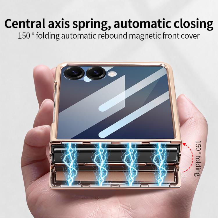 Custodia per telefono VIETAO Flash Diamond con vetro temperato per la privacy e supporto magnetico integrato., For Samsung Galaxy Z Flip7 5G, For Samsung Galaxy Z Flip6 5G