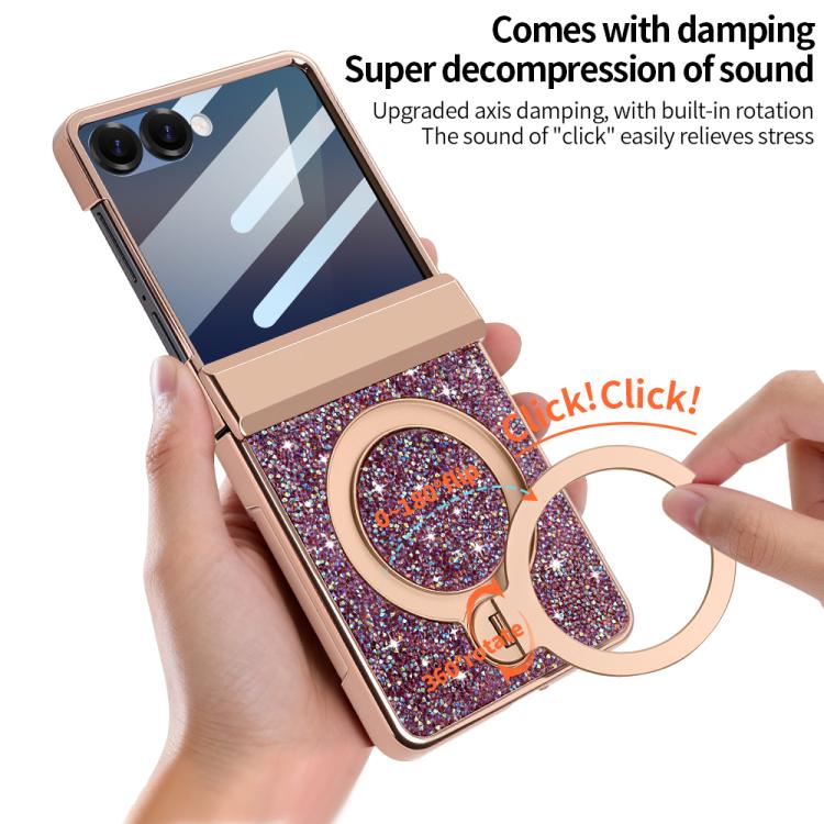 Custodia per telefono VIETAO Flash Diamond con vetro temperato per la privacy e supporto magnetico integrato., For Samsung Galaxy Z Flip7 5G, For Samsung Galaxy Z Flip6 5G