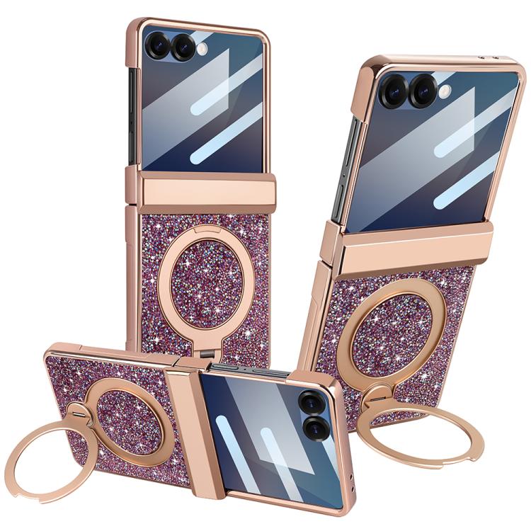Custodia per telefono VIETAO Flash Diamond con vetro temperato per la privacy e supporto magnetico integrato., For Samsung Galaxy Z Flip7 5G, For Samsung Galaxy Z Flip6 5G