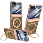 Custodia per telefono VIETAO Flash Diamond con vetro temperato per la privacy e supporto magnetico integrato., For Samsung Galaxy Z Flip7 5G, For Samsung Galaxy Z Flip6 5G