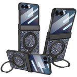 Custodia per telefono VIETAO Flash Diamond con vetro temperato per la privacy e supporto magnetico integrato., For Samsung Galaxy Z Flip7 5G, For Samsung Galaxy Z Flip6 5G