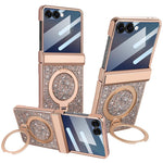 Custodia per telefono VIETAO Flash Diamond con vetro temperato per la privacy e supporto magnetico integrato., For Samsung Galaxy Z Flip7 5G, For Samsung Galaxy Z Flip6 5G