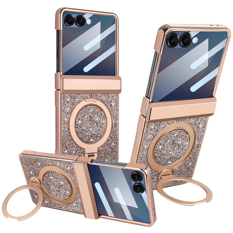 Custodia per telefono VIETAO Flash Diamond con vetro temperato per la privacy e supporto magnetico integrato., For Samsung Galaxy Z Flip7 5G, For Samsung Galaxy Z Flip6 5G