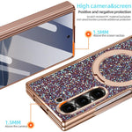 Custodia per telefono VIETAO Flash Diamond con vetro temperato per la privacy e supporto magnetico integrato., For Samsung Galaxy Z Fold7 5G, For Samsung Galaxy Z Fold6 5G