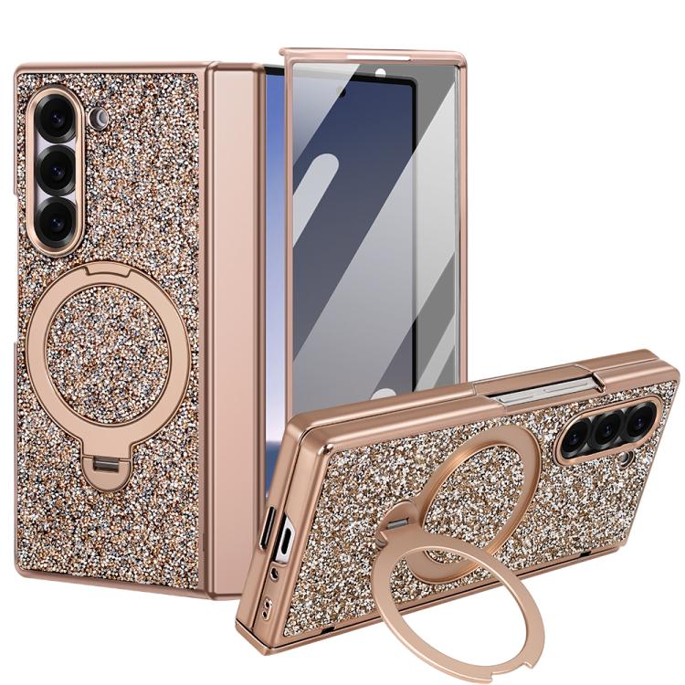 Custodia per telefono VIETAO Flash Diamond con vetro temperato per la privacy e supporto magnetico integrato., For Samsung Galaxy Z Fold7 5G, For Samsung Galaxy Z Fold6 5G