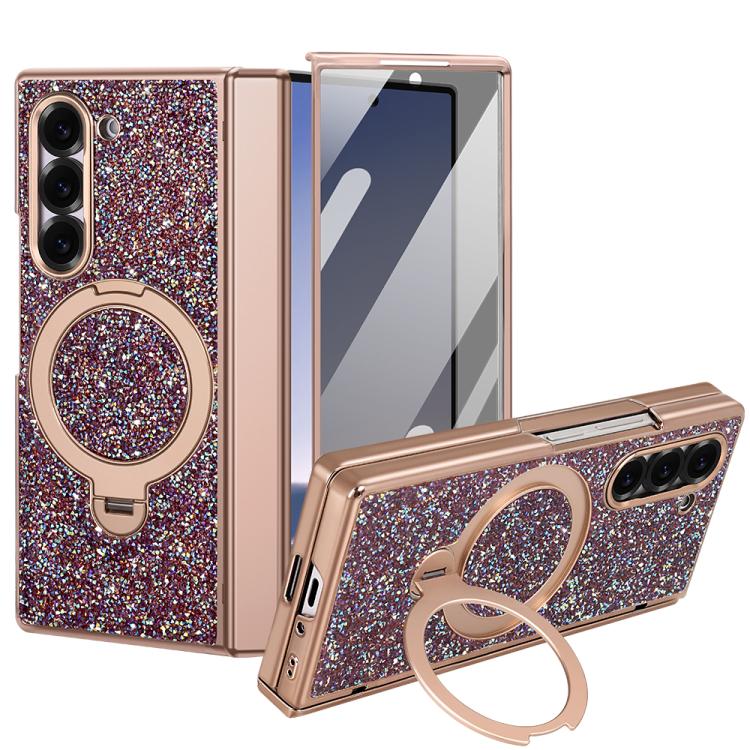Custodia per telefono VIETAO Flash Diamond con vetro temperato per la privacy e supporto magnetico integrato., For Samsung Galaxy Z Fold7 5G, For Samsung Galaxy Z Fold6 5G
