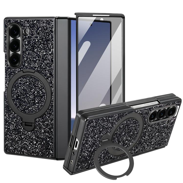 Custodia per telefono VIETAO Flash Diamond con vetro temperato per la privacy e supporto magnetico integrato., For Samsung Galaxy Z Fold7 5G, For Samsung Galaxy Z Fold6 5G
