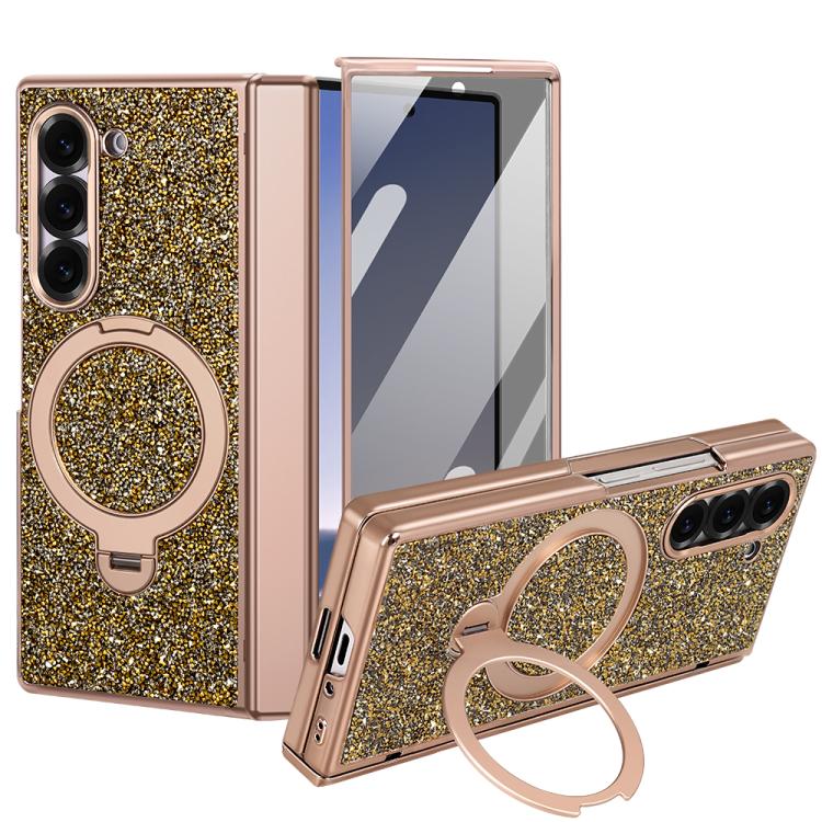 Custodia per telefono VIETAO Flash Diamond con vetro temperato per la privacy e supporto magnetico integrato., For Samsung Galaxy Z Fold7 5G, For Samsung Galaxy Z Fold6 5G
