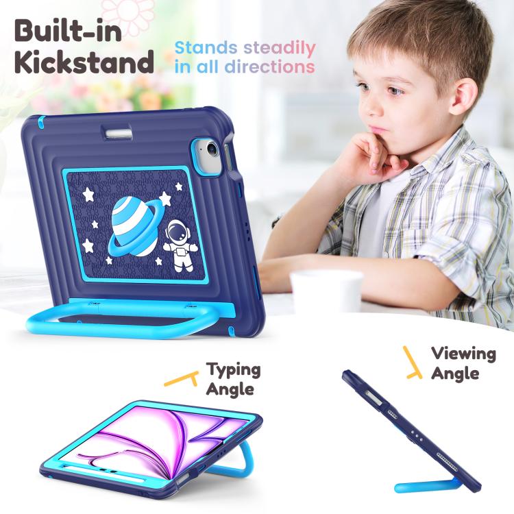 Custodia ibrida in silicone per tablet PC con maniglia e tracolla, For iPad Air 11 2026 / 2025 / 2024, For iPad 2025 / 2022, For iPad mini 2024 / mini 6