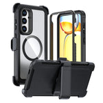 Custodia magnetica per telefono in acrilico a copertura totale con clip posteriore., For Samsung Galaxy S24 FE 5G, For Samsung Galaxy S24 Ultra 5G