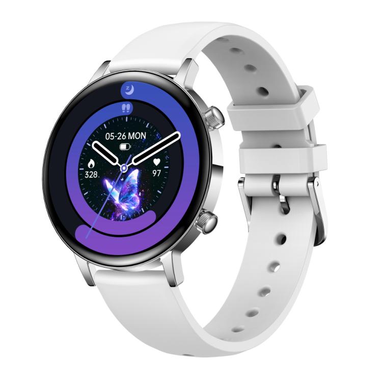 Smartwatch da donna QS03 con display AMOLED da 1,32 pollici e supporto per il monitoraggio della salute.
