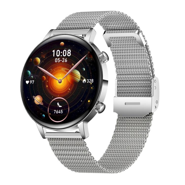 Smartwatch da donna QS03 con display AMOLED da 1,32 pollici e supporto per il monitoraggio della salute.