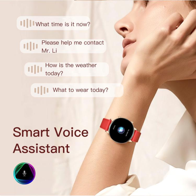 Smartwatch da donna QS03 con display AMOLED da 1,32 pollici e supporto per il monitoraggio della salute.
