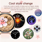 Smartwatch da donna QS03 con display AMOLED da 1,32 pollici e supporto per il monitoraggio della salute.