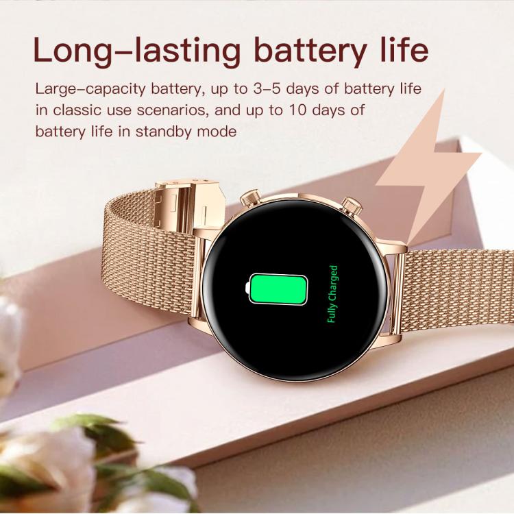 Smartwatch da donna QS03 con display AMOLED da 1,32 pollici e supporto per il monitoraggio della salute.