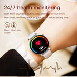 Smartwatch da donna QS03 con display AMOLED da 1,32 pollici e supporto per il monitoraggio della salute.