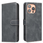 Custodia per telefono in ecopelle con texture in pelle di vitello tinta unita e protezione RFID., For iPhone 15, For iPhone 13 / 14, For iPhone 14 Pro, For iPhone 14 Pro Max