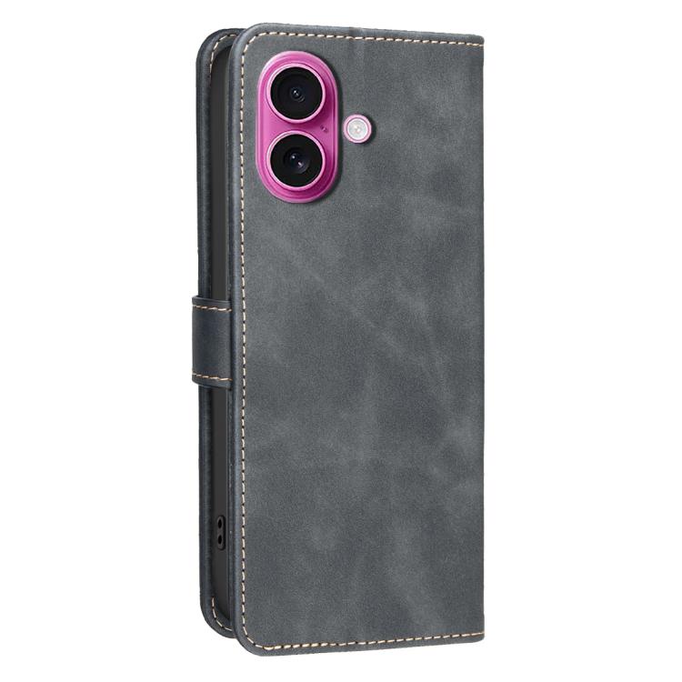 Custodia per telefono in ecopelle con texture in pelle di vitello tinta unita e protezione RFID., For iPhone 16, For iPhone 15 Pro Max, For iPhone 15 Pro, For iPhone 14 Plus / 15 Plus