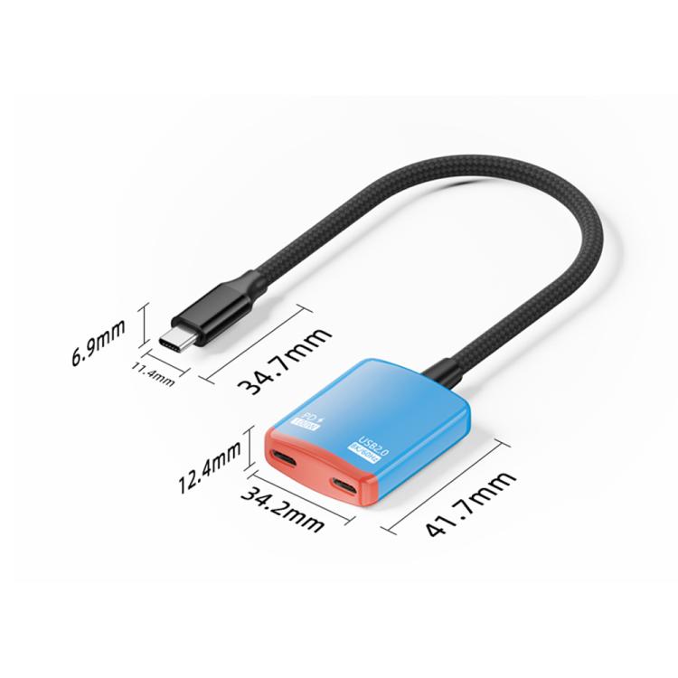 Convertitore AR 2 in 1 da Type-C a doppio Type-C con funzionalità complete