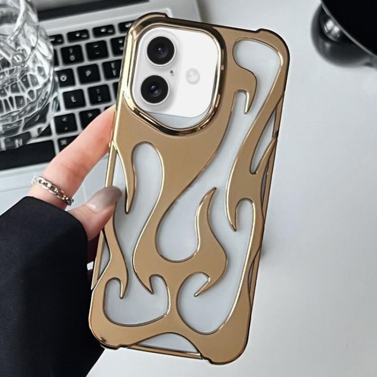 Custodia per telefono in TPU elettrolitico con effetto fiamma cava e raffreddamento., For iPhone 16 Pro Max, For iPhone 16 Pro, For iPhone 16 Plus, For iPhone 16