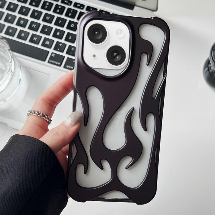 Custodia per telefono in TPU satinato con rivestimento spray a effetto fiamma cava., For iPhone 15 Pro Max, For iPhone 15 Pro, For iPhone 15 Plus, For iPhone 15