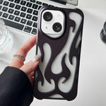 Custodia per telefono in TPU satinato con rivestimento spray a effetto fiamma cava., For iPhone 15 Pro Max, For iPhone 15 Pro, For iPhone 15 Plus, For iPhone 15