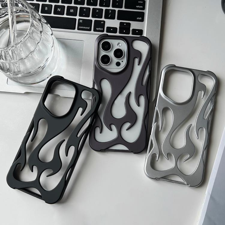 Custodia per telefono in TPU satinato con rivestimento spray a effetto fiamma cava., For iPhone 15 Pro Max, For iPhone 15 Pro, For iPhone 15 Plus, For iPhone 15
