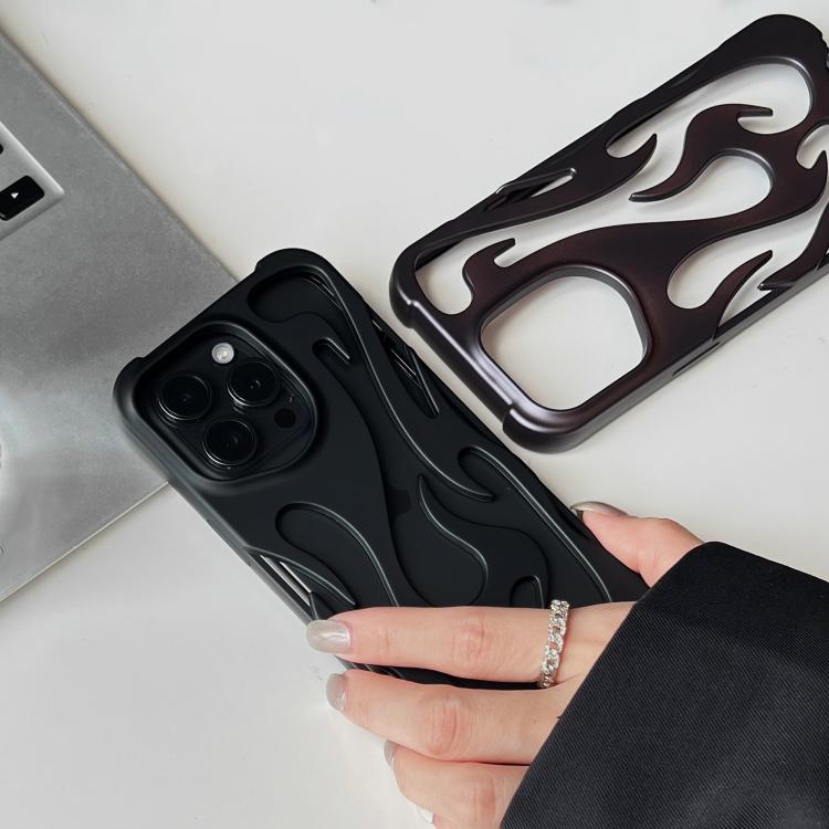 Custodia per telefono in TPU satinato con rivestimento spray a effetto fiamma cava., For iPhone 15 Pro Max, For iPhone 15 Pro, For iPhone 15 Plus, For iPhone 15
