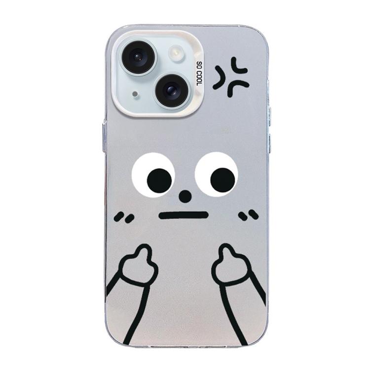Custodia per telefono ibrida in PC e TPU con motivo "Little Man Gestures" color argento satinato., For iPhone 15, For iPhone 14 Plus, For iPhone 14, For iPhone 14 Pro, For iPhone 14 Pro Max, For iPhone 13 Pro Max