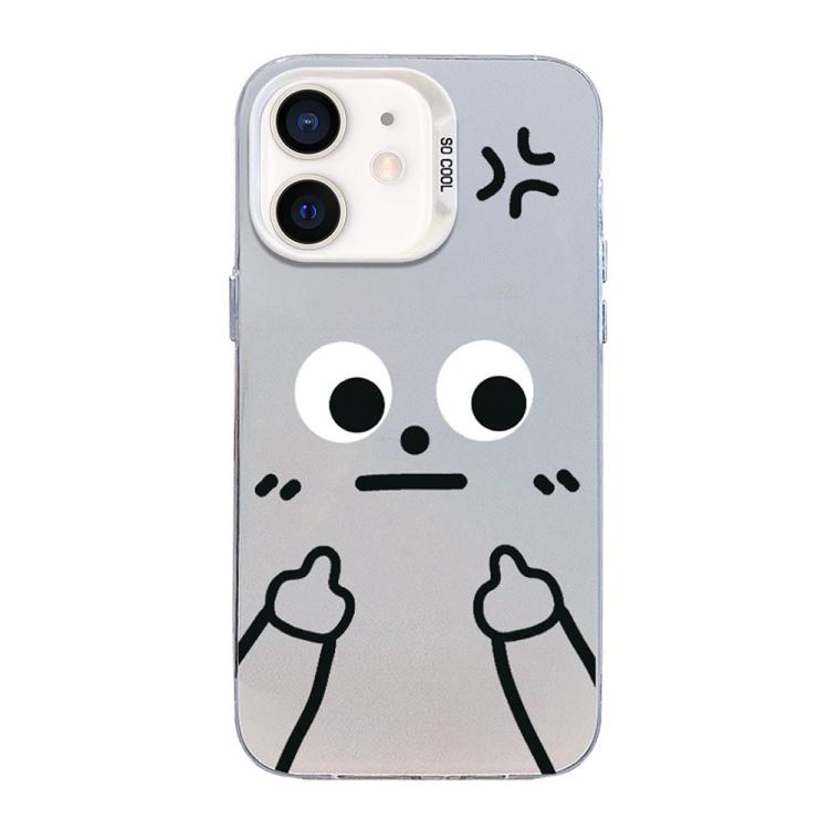 Custodia per telefono ibrida in PC e TPU con motivo "Little Man Gestures" color argento satinato., For iPhone 12 mini, For iPhone 11 Pro Max, For iPhone 11, For iPhone 11 Pro, For iPhone X / XS, For iPhone XS Max